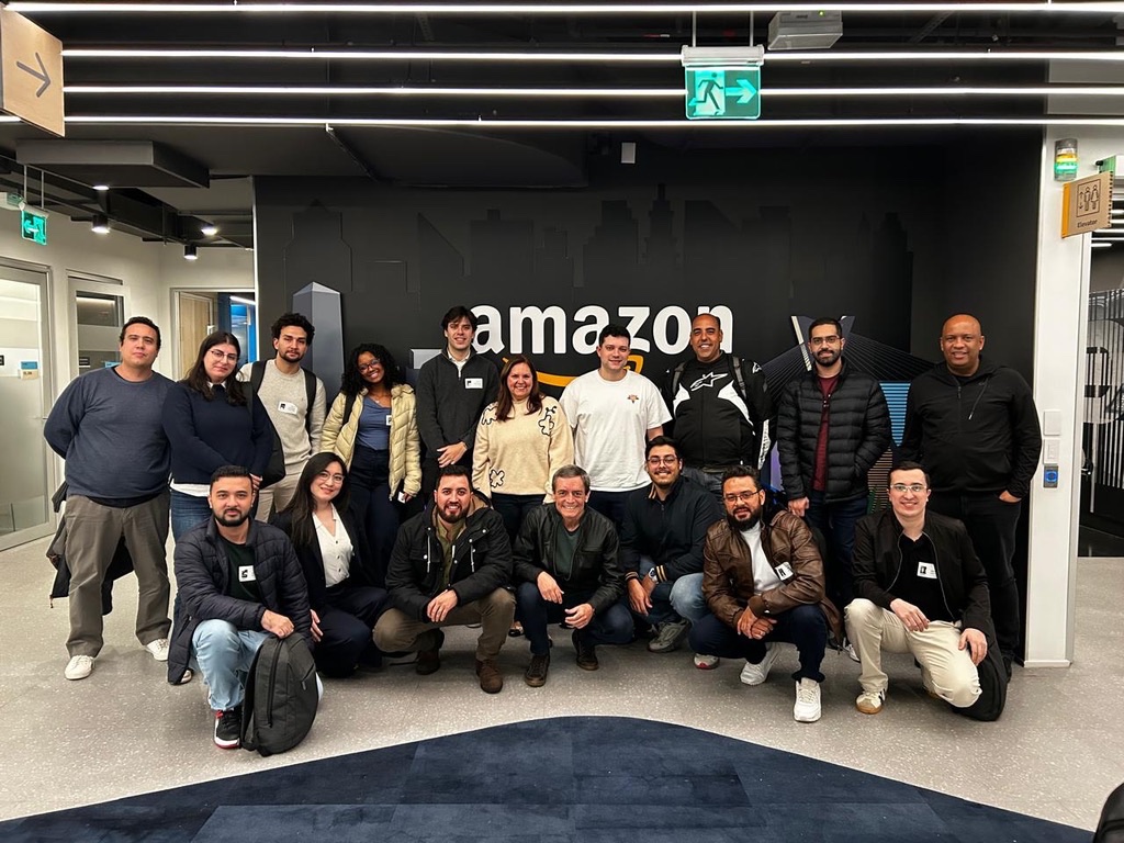 The team visiting the Amazon office in São Paulo