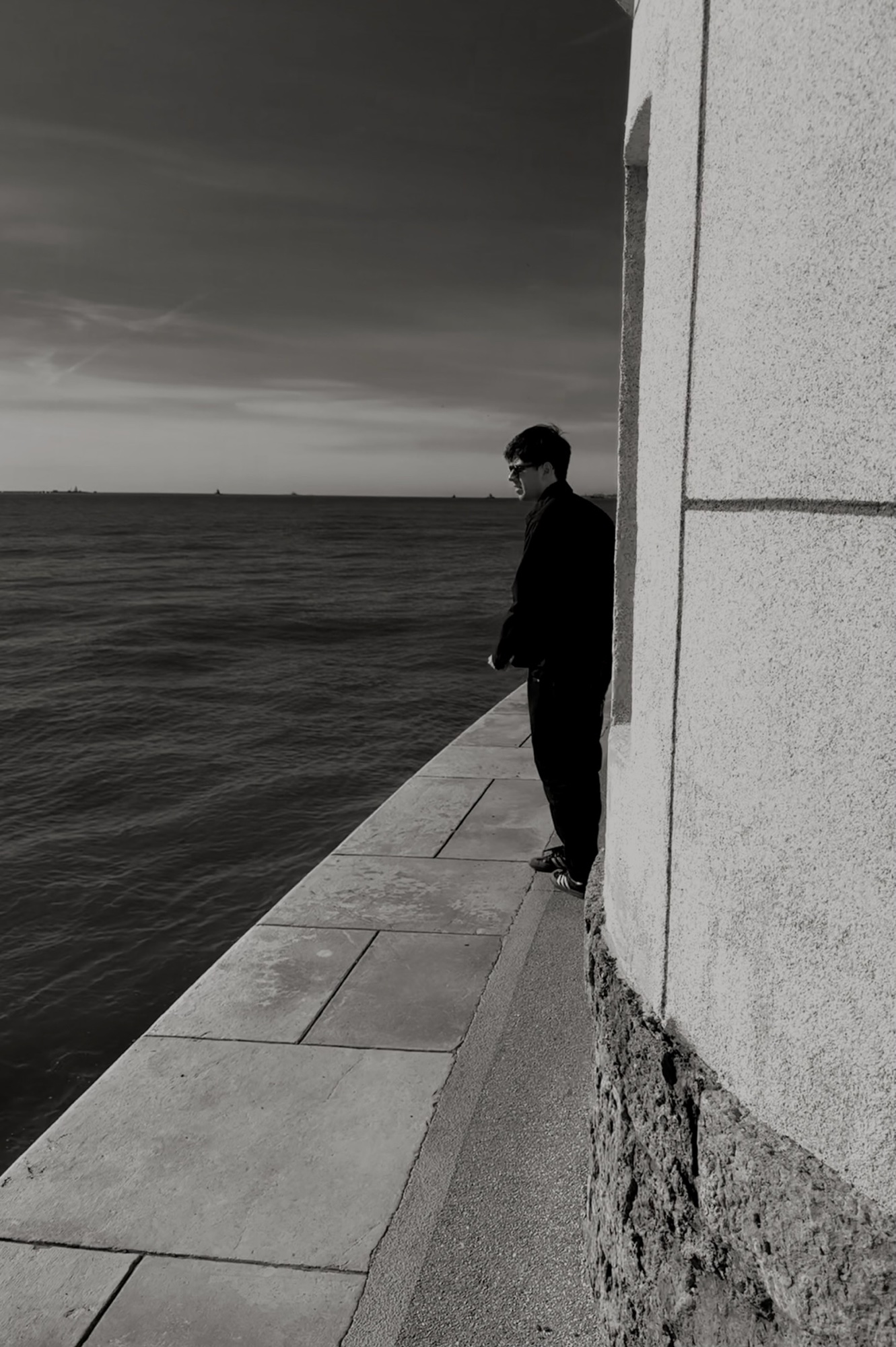 Standing at the sea wall, looking at the Atlantic
