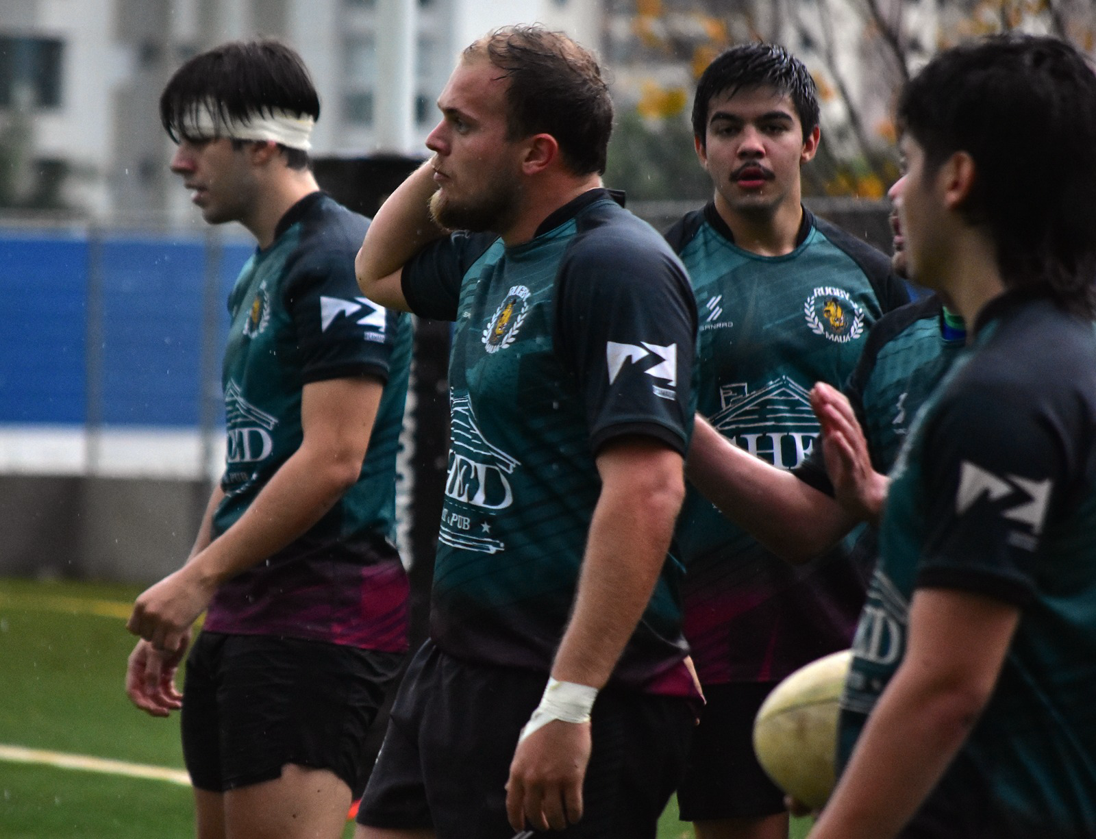 Between plays on a rainy match day